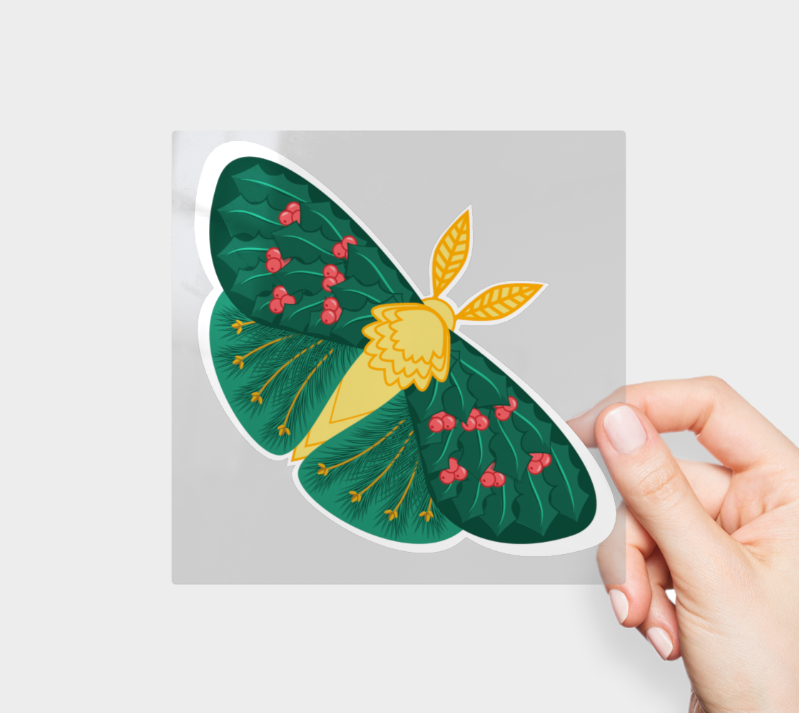 December Display Moth Permanent Sticker