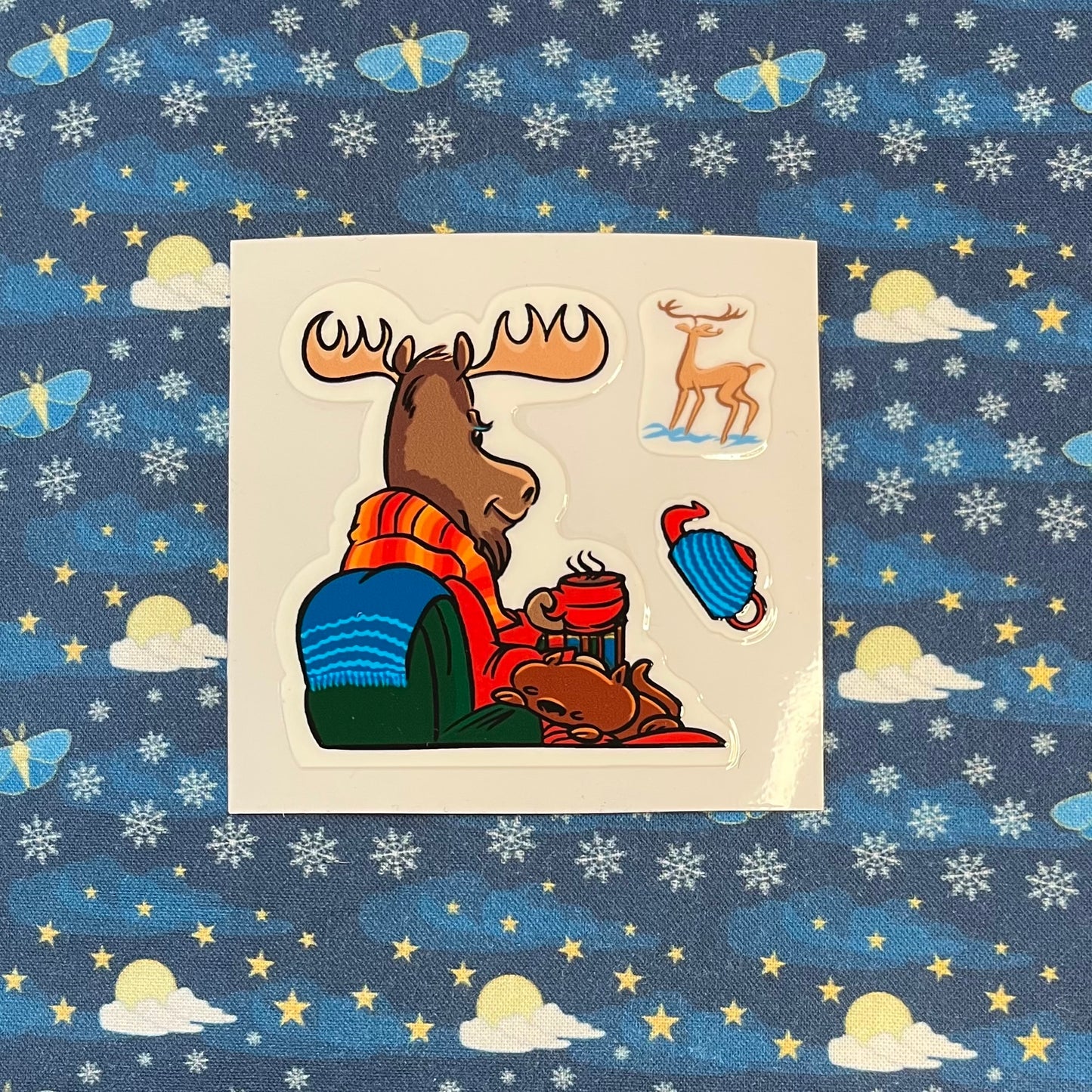 Midwinter Windows Moose Winter Holiday Deer Cat Teapot Vinyl Stickers 3” 5” Transfer Sheet