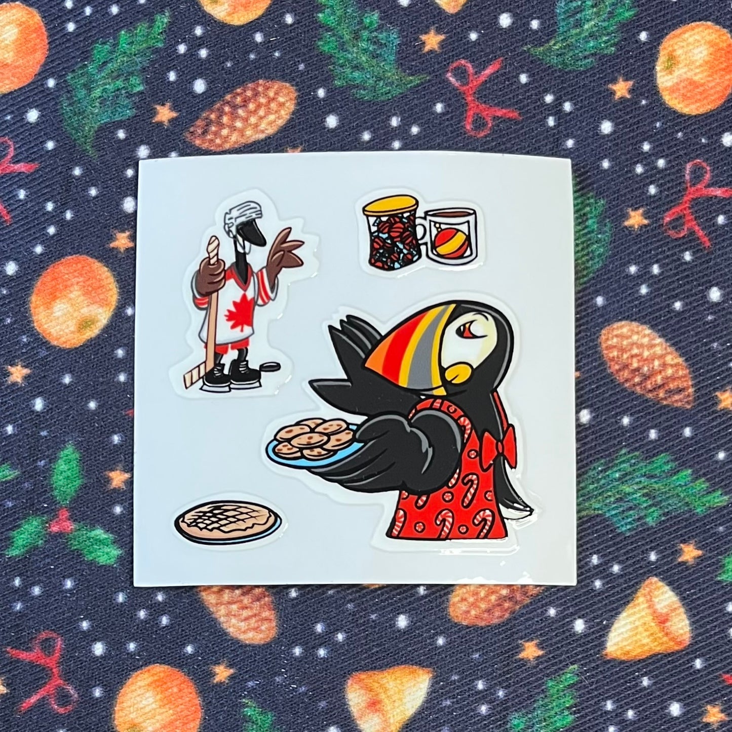 Midwinter Windows Canada Goose & Puffin Winter Holiday Hockey Baking Vinyl Stickers 3” 5” Transfer Sheet