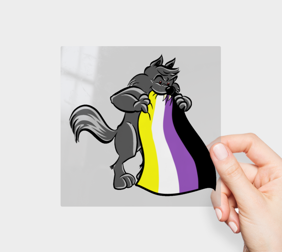 Non-Binary Pride Wolf Permanent Sticker