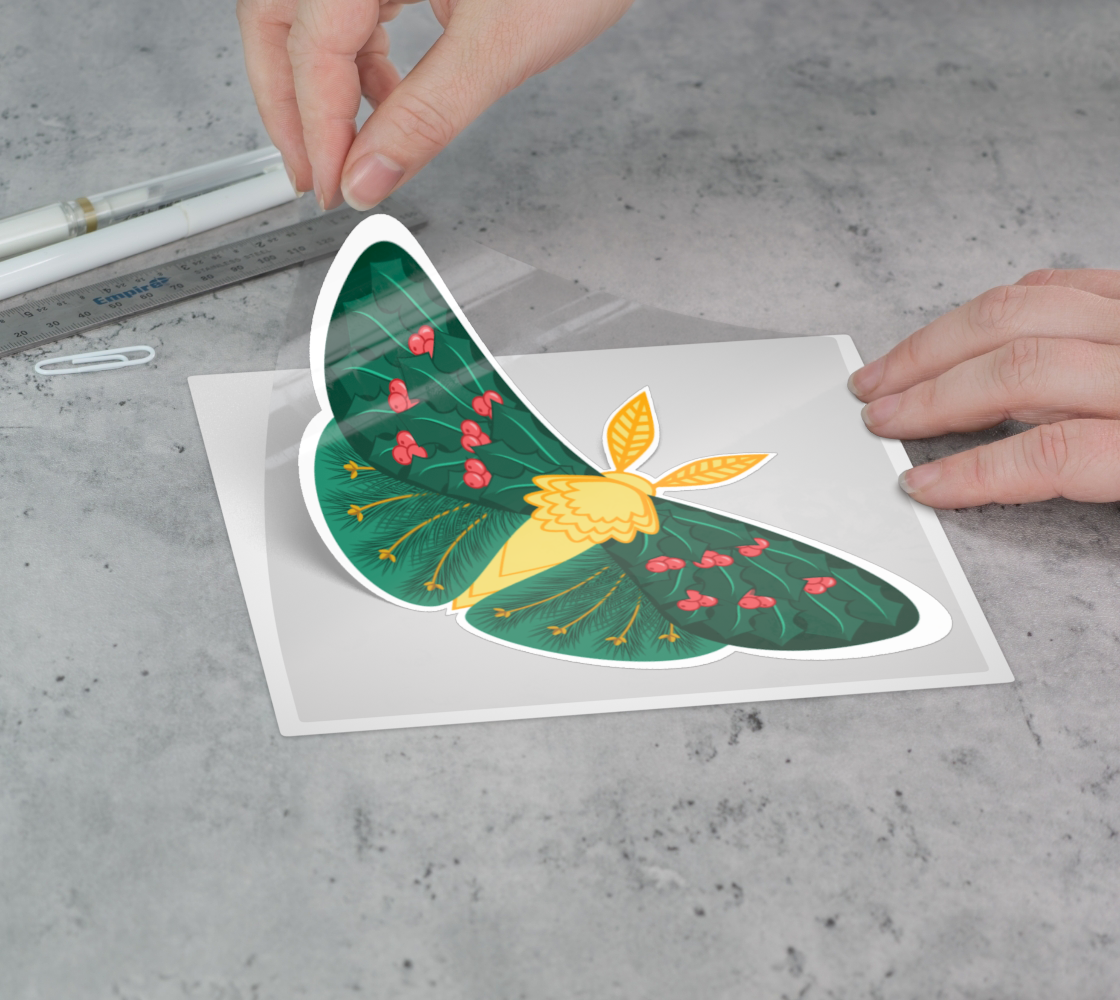 December Display Moth Permanent Sticker
