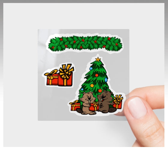 Midwinter Windows Beavers Holiday Organization Bundle Greeting Cards Notebook Vinyl Sticker Christmas