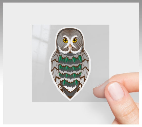 Great Grey Owl White Spruce Vinyl Sticker 3” 5” Transfer Sheet Permanent