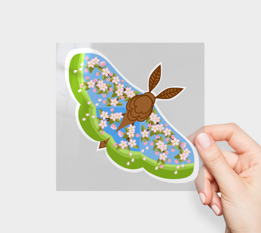 May Flowers Moth Vinyl Sticker Permanent