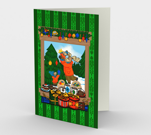 Midwinter Windows Big Horn Sheep Greeting Cards Christmas Holiday Set of 3 5x7 Green Portrait