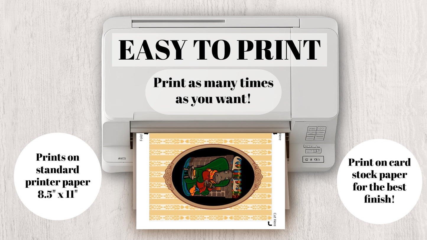 DIGITAL DOWNLOAD Moose Reading Cozy Coffee Autumn 5x7 Cream Greeting Card Printable