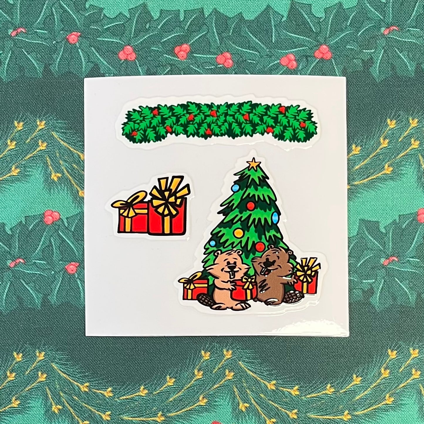 Midwinter Windows Beavers Christmas Holiday Tree Gift Garland Vinyl Stickers 3” 5” Transfer Sheet