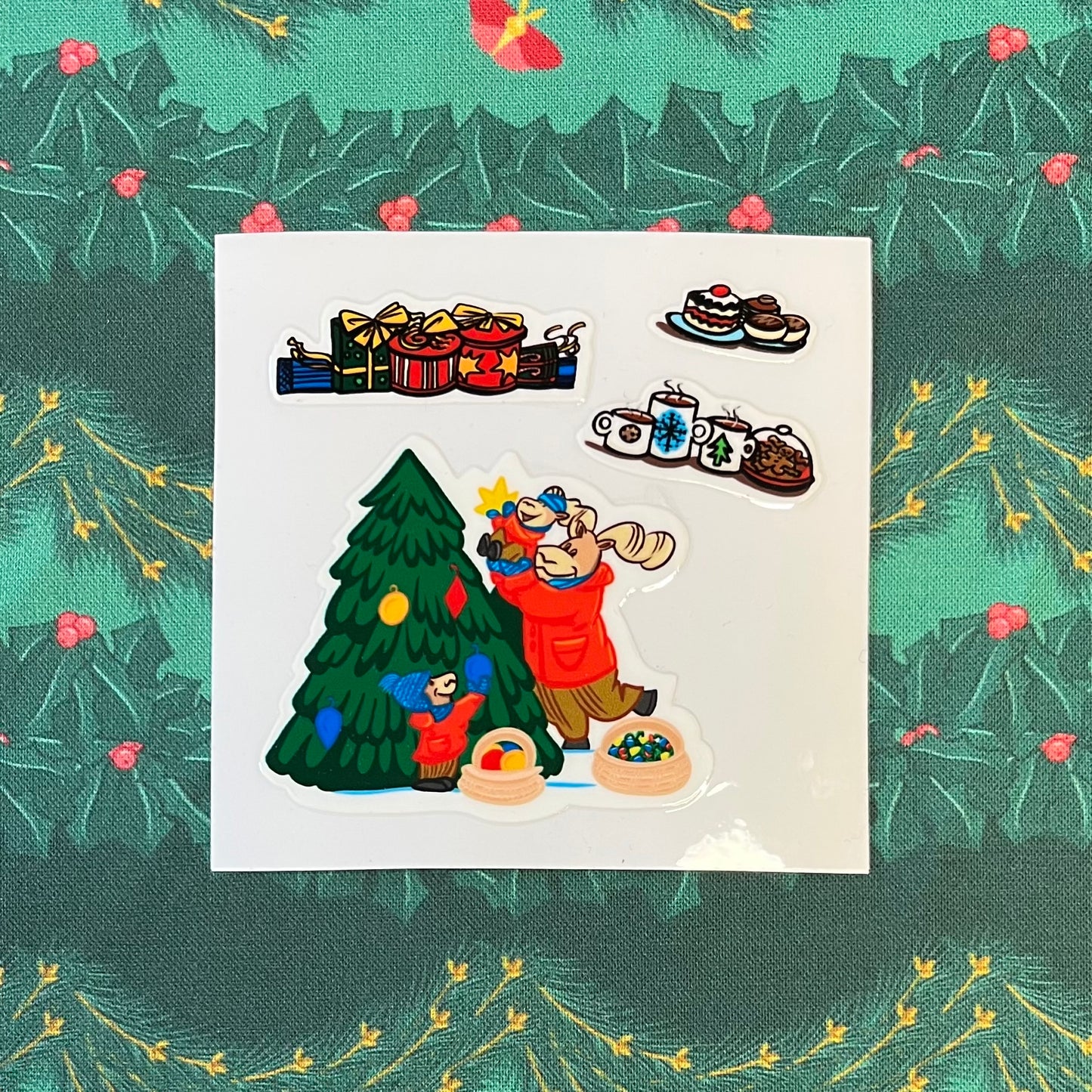 Midwinter Windows Big Horn Sheep Christmas Holiday Tree Gifts Cocoa Vinyl Stickers 3” 5” Transfer Sheet