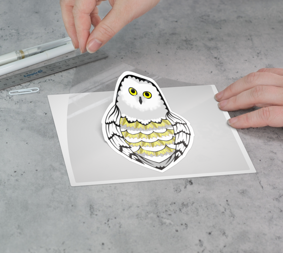 Snowy Owl Yellow Birch Vinyl Sticker 3” 5” Transfer Sheet Permanent